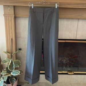 Wool Wide Leg with cuff Grey Pinstriped Pants